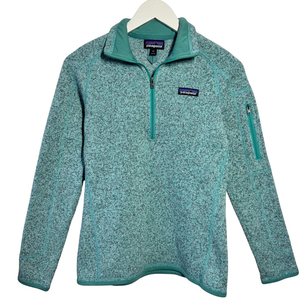 Patagonia Better Sweater 1/4 Zip Pullover Teal Green Heather Fleece Womens XS